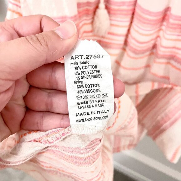 Sofia Made in Italy Hansel Cotton Embroidered Bristol Orange Dress One Size Fits - Picture 3 of 6